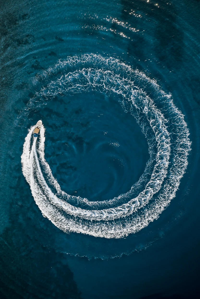 Boat spinning on the water